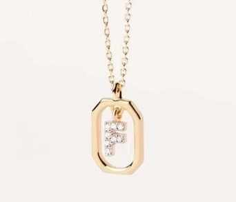 Collar con Colgante de Letra en Plata de Ley 925 con Circonitas
