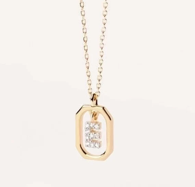 Collar con Colgante de Letra en Plata de Ley 925 con Circonitas