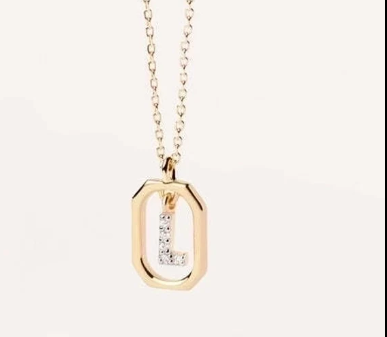 Collar con Colgante de Letra en Plata de Ley 925 con Circonitas
