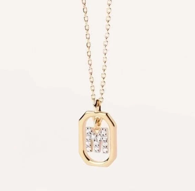 Collar con Colgante de Letra en Plata de Ley 925 con Circonitas