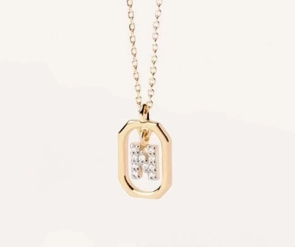 Collar con Colgante de Letra en Plata de Ley 925 con Circonitas