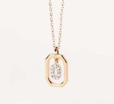 Collar con Colgante de Letra en Plata de Ley 925 con Circonitas