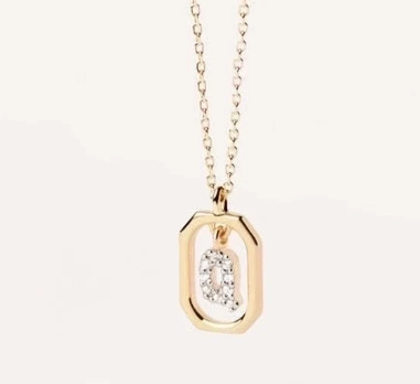 Collar con Colgante de Letra en Plata de Ley 925 con Circonitas