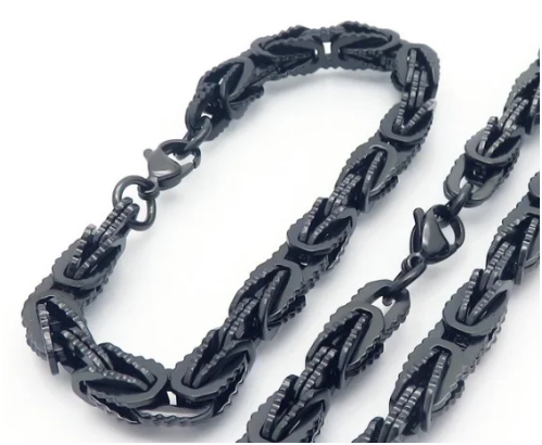 Conjunto de cadena y pulsera de hombre en acero inoxidable 305 chapado en oro 18K