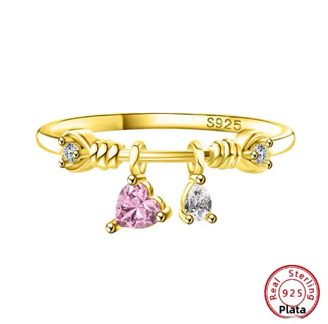 Bague pendentif cœur scintillant en argent S925