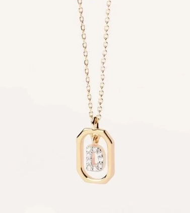 Collar con Colgante de Letra en Plata de Ley 925 con Circonitas