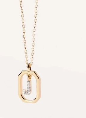 Collar con Colgante de Letra en Plata de Ley 925 con Circonitas