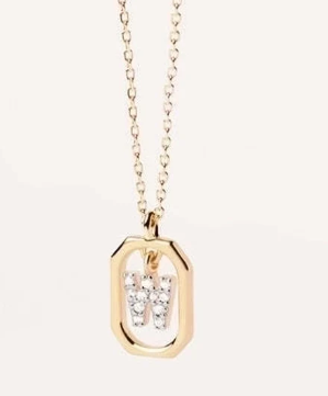 Collar con Colgante de Letra en Plata de Ley 925 con Circonitas