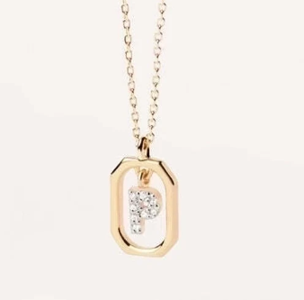 Collar con Colgante de Letra en Plata de Ley 925 con Circonitas
