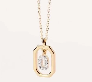 Collar con Colgante de Letra en Plata de Ley 925 con Circonitas