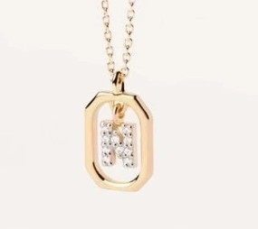 Collar con Colgante de Letra en Plata de Ley 925 con Circonitas