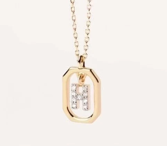 Collar con Colgante de Letra en Plata de Ley 925 con Circonitas