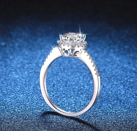 Anillo solitario moissanita 1 quilate con certificado GRA en plata 925 bañada en rodio