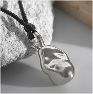 Collar colgante minimalista para hombres de cuero CCB geométrico con línea de cera y chapado