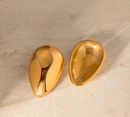 Pendientes XL en forma de gota, chapados en oro 18K, ideales para un estilo audaz y elegante