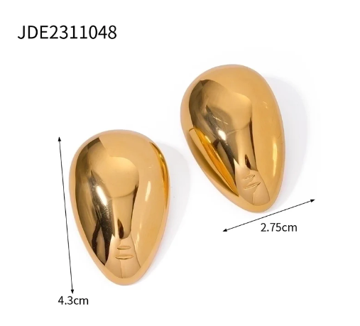 Pendientes gota XL chapados en oro 18K, medidas destacadas para un look atrevido y elegante