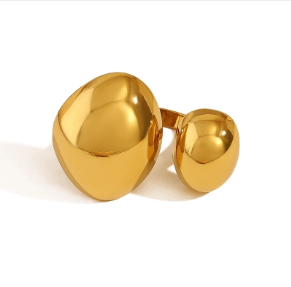 Anillo abierto de diseño geométrico, chapado en oro 18K, estilo retro y elegante