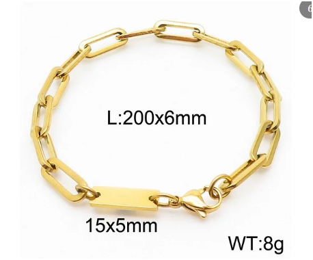 Pulsera minimalista de acero inoxidable chapado en oro 18K o plata para hombre