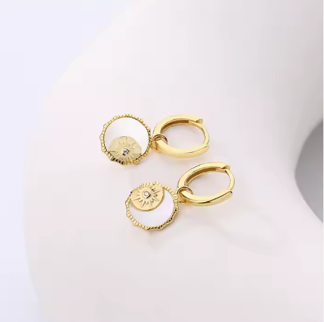 Conchiglia di abalone incastonata in argento sterling S925 e placcata in oro 18 carati