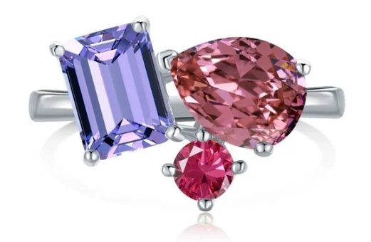 Anillo Angular de Colores Plata de Ley S925