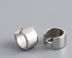 Pendientes Línea Pura de Oro Blanco y Plata de Ley S925
