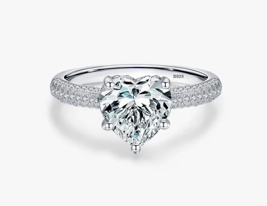 Anillo Corazón Brillante Plata Ley S925