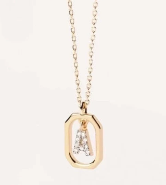 Collar con Colgante de Letra en Plata de Ley 925 con Circonitas