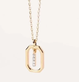 Collar con Colgante de Letra en Plata de Ley 925 con Circonitas