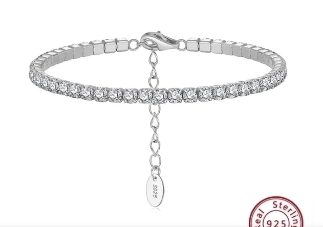 pulsera tenis plata S925 circonitas blancas detalle