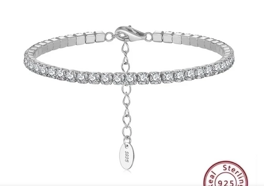 pulsera tenis plata S925 circonitas blancas detalle