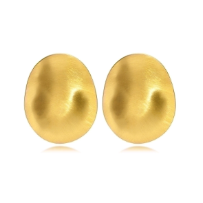 Pendientes ovalados modernos chapados en oro 18K con base de metal noble. Joyería femenina para tarde y noche.