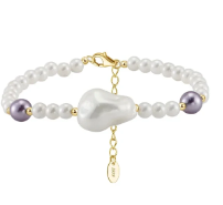 Video de la Pulsera Princesa con perlas blancas y moradas, plata S925 y oro 14K – joya femenina y sofisticada para uso diario o eventos.