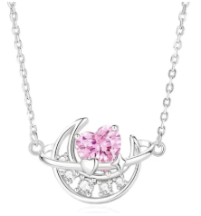 Vídeo del collar con corazón rosa mostrando el brillo al girar